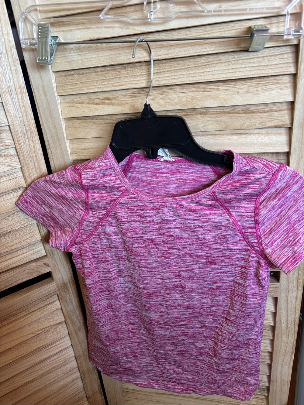 Girls Danskin Now Pink Space-Dyed Performance Tee Large